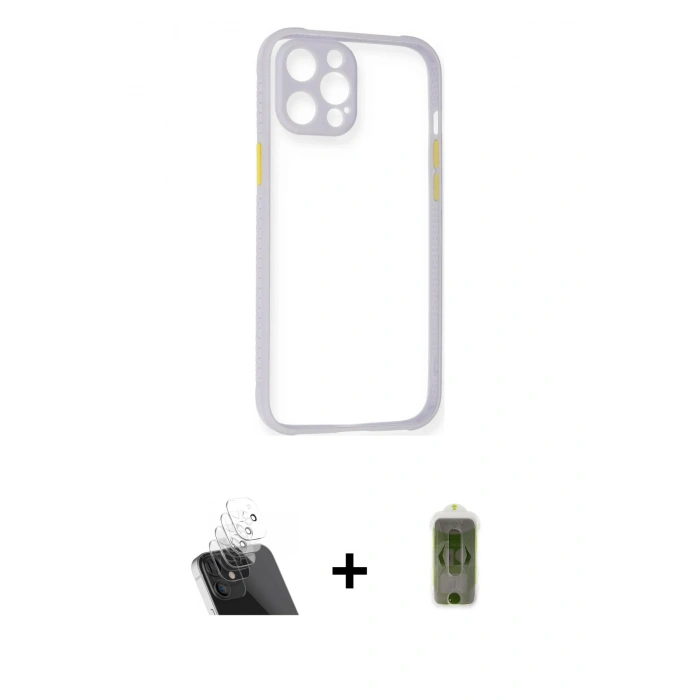 MARSİLYAN™- iPhone 12 Kılıf Nova Asil Özel Seri - Siyah Joko Magic 5D Hayalet Cam + Kamera Lens Koruma Cam - SF