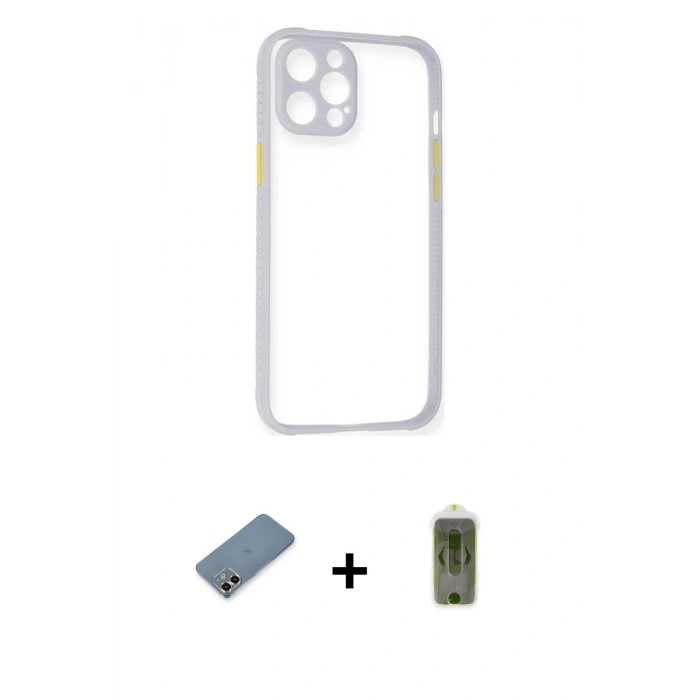 MARSİLYAN™- iPhone 12 Kılıf Nova Asil Özel Seri - Siyah Joko Magic 5D Hayalet Cam + Metal Kamera Lens Koruma Cam - GD