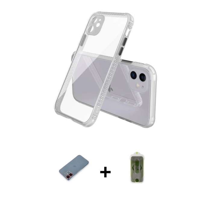 MARSİLYAN™- iPhone 12 Kılıf Nova Asil Özel Seri - Siyah Joko Magic 5D Hayalet Cam + Metal Kamera Lens Koruma Cam - KI