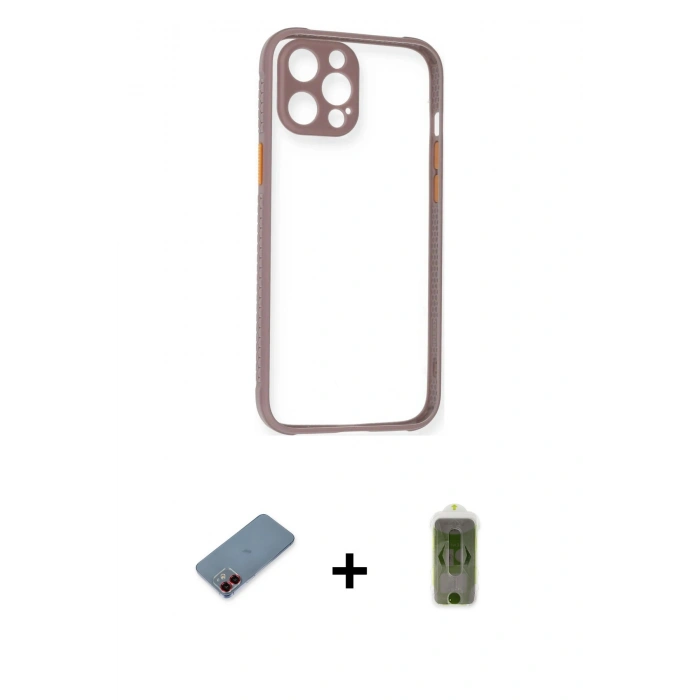 MARSİLYAN™- iPhone 12 Kılıf Nova Asil Özel Seri - Siyah Joko Magic 5D Hayalet Cam + Metal Kamera Lens Koruma Cam - KI