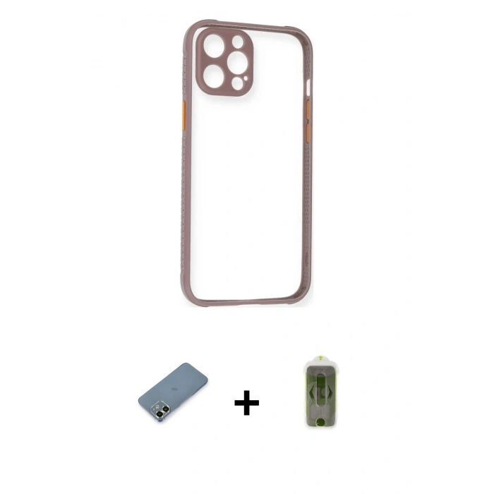 MARSİLYAN™- iPhone 12 Kılıf Nova Asil Özel Seri - Siyah Joko Magic 5D Hayalet Cam + Metal Kamera Lens Koruma Cam - AKYL