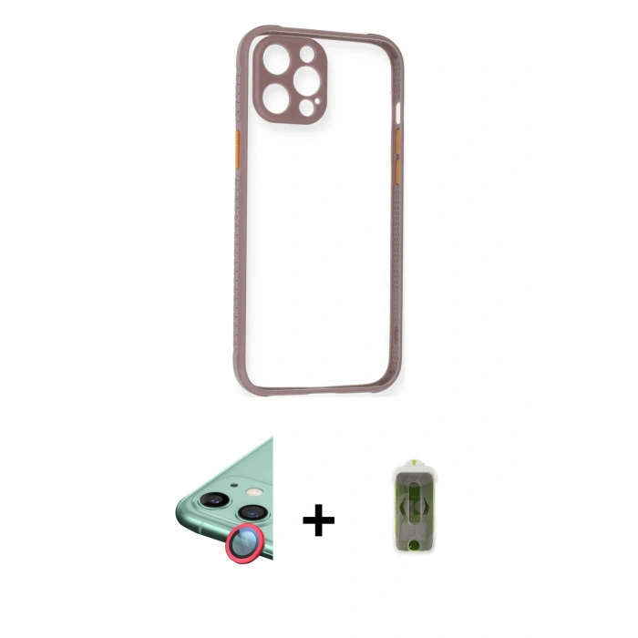 MARSİLYAN™- iPhone 12 Kılıf Nova Asil Özel Seri - Siyah Joko Magic 5D Hayalet Cam + Raze Metal Kamera Lens - KI