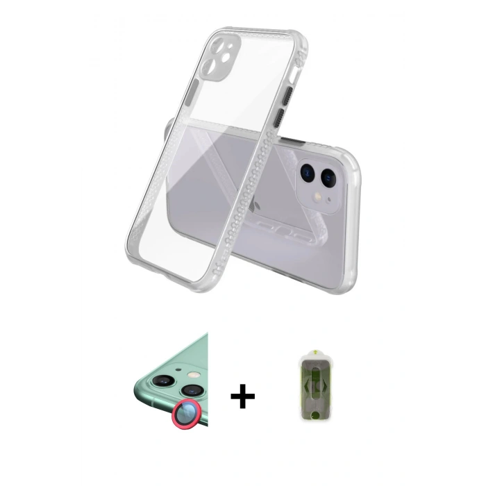 MARSİLYAN™- iPhone 12 Kılıf Nova Asil Özel Seri - Siyah Joko Magic 5D Hayalet Cam + Raze Metal Kamera Lens - KI