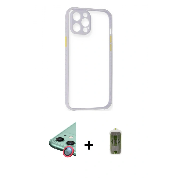 MARSİLYAN™- iPhone 12 Kılıf Nova Asil Özel Seri - Siyah Joko Magic 5D Hayalet Cam + Raze Metal Kamera Lens - KI