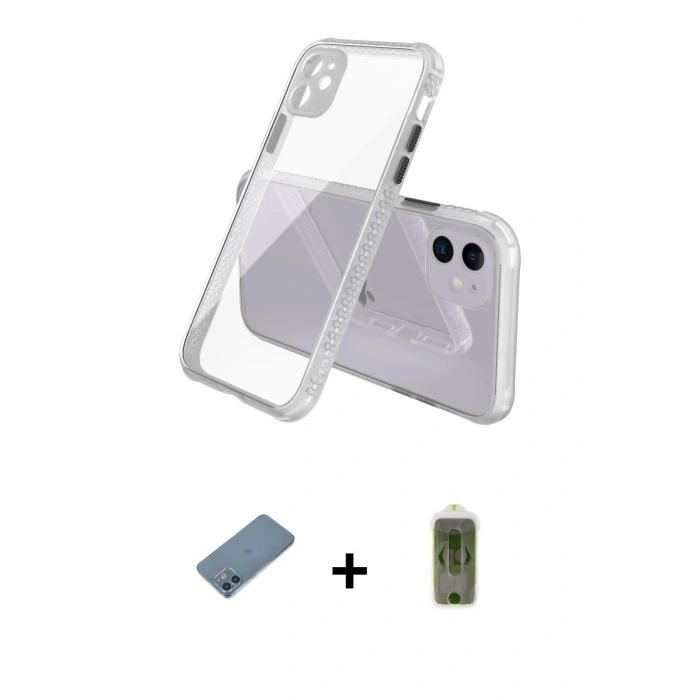 MARSİLYAN™- iPhone 12 Kılıf Nova Asil Özel Seri - Siyah Joko Magic 5D Hayalet Cam + Shine Kamera Lens Koruma Cam - MI