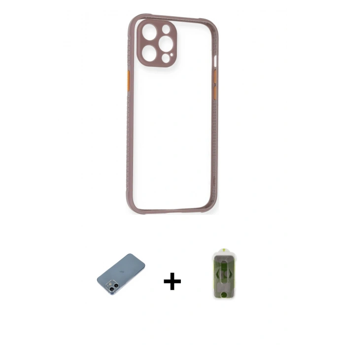 MARSİLYAN™- iPhone 12 Kılıf Nova Asil Özel Seri - Siyah Joko Magic 5D Hayalet Cam + Shine Kamera Lens Koruma Cam - SABE