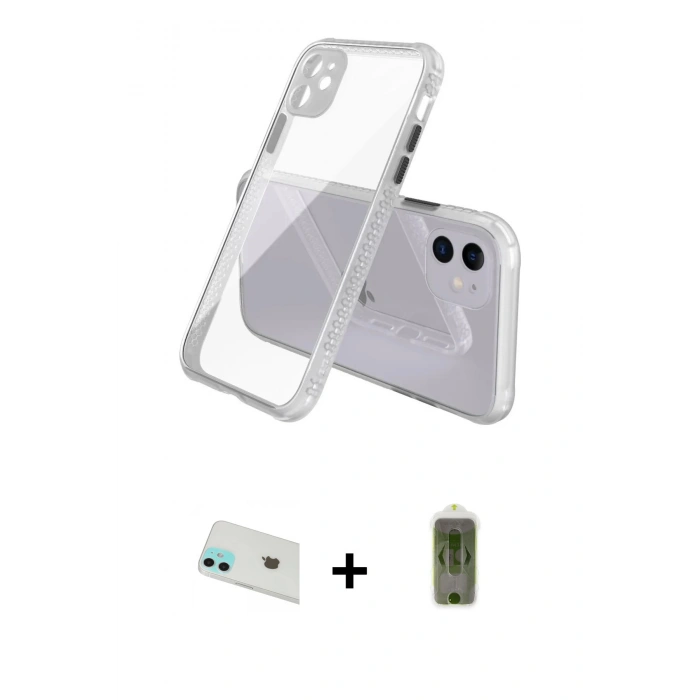 MARSİLYAN™- iPhone 12 Kılıf Nova Asil Özel Seri - Siyah Joko Magic 5D Hayalet Cam + Rainbow Kamera Lens Koruma Cam - YL