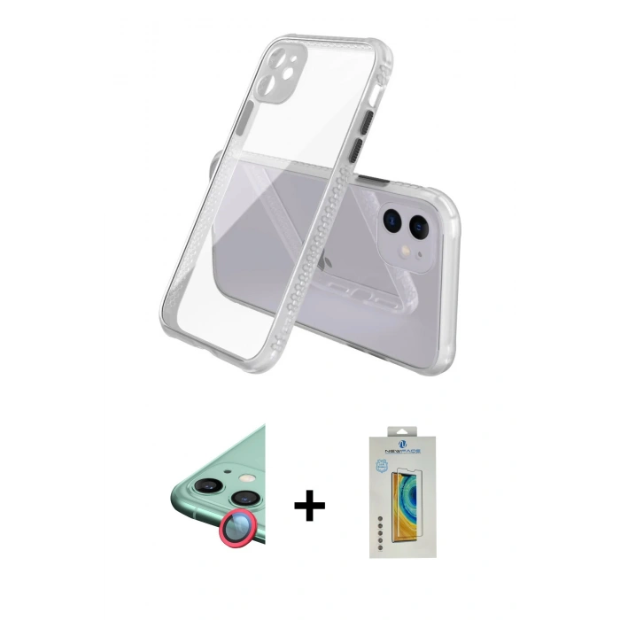 MARSİLYAN™- iPhone 12 Kılıf Nova Asil Özel Seri - Siyah Polymer Nano Ekran Koruyucu + Raze Metal Kamera Lens - KI