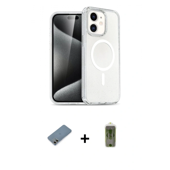 MARSİLYAN™- iPhone 12 Kılıf Nova Asil Prime - Siyah Joko Magic 5D Hayalet Cam + Metal Kamera Lens Koruma Cam - GD