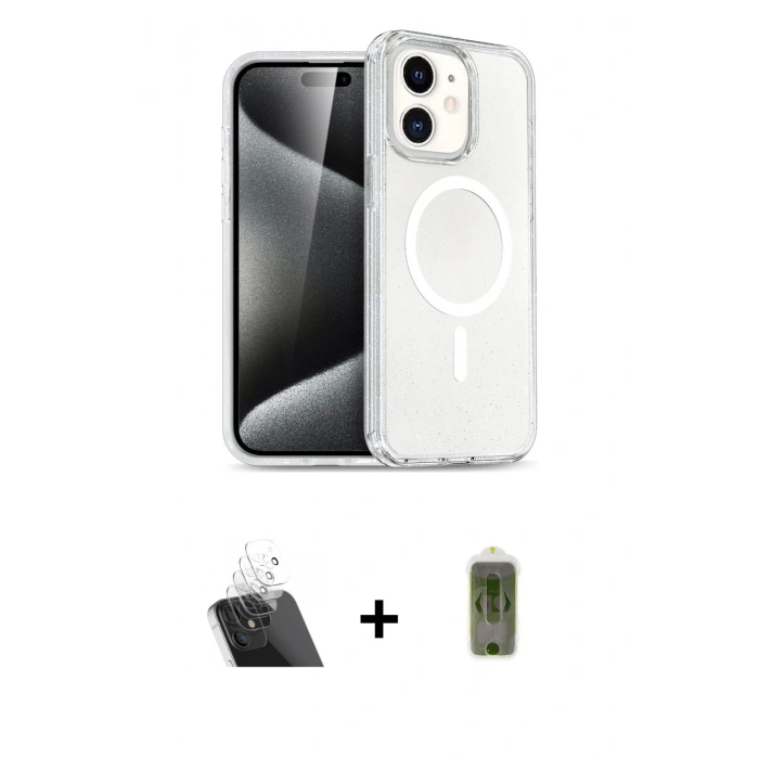 MARSİLYAN™- iPhone 12 Kılıf Nova Asil Prime - Siyah Joko Magic 5D Hayalet Cam + Kamera Lens Koruma Cam - SF