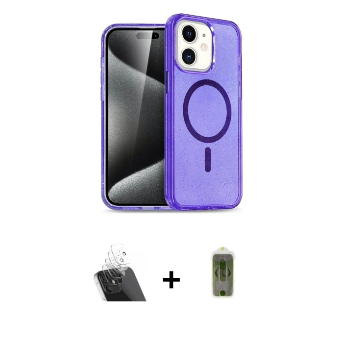 MARSİLYAN™- iPhone 12 Kılıf Nova Asil Prime - Siyah Joko Magic 5D Hayalet Cam + Kamera Lens Koruma Cam - SF