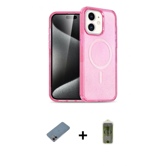 MARSİLYAN™- iPhone 12 Kılıf Nova Asil Prime - Siyah Joko Magic 5D Hayalet Cam + Shine Kamera Lens Koruma Cam - PE
