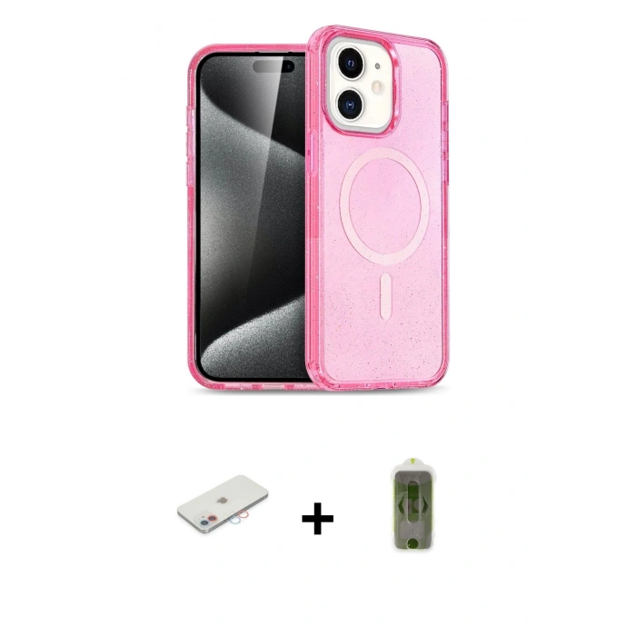 MARSİLYAN™- iPhone 12 Kılıf Nova Asil Prime - Siyah Joko Magic 5D Hayalet Cam + Renkli Kamera Lens Koruma Cam - PE