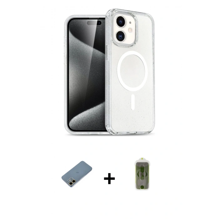 MARSİLYAN™- iPhone 12 Kılıf Nova Asil Prime - Siyah Joko Magic 5D Hayalet Cam + Shine Kamera Lens Koruma Cam - GD