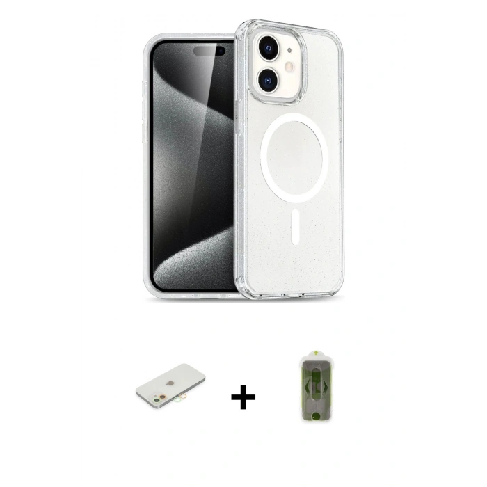 MARSİLYAN™- iPhone 12 Kılıf Nova Asil Prime - Siyah Joko Magic 5D Hayalet Cam + Renkli Kamera Lens Koruma Cam - TU