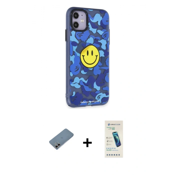 MARSİLYAN™- iPhone 12 Kılıf Nova Doku Koleksiyonu - Şeffaf Pasifik Cam Ekran Koruyucu + Shine Kamera Lens Koruma Cam - GI