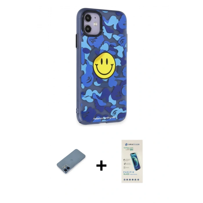 MARSİLYAN™- iPhone 12 Kılıf Nova Doku Koleksiyonu - Şeffaf Pasifik Cam Ekran Koruyucu + Metal Kamera Lens Koruma Cam - MI