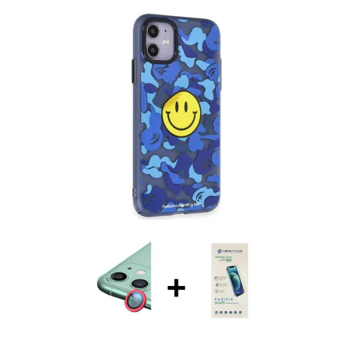 MARSİLYAN™- iPhone 12 Kılıf Nova Doku Koleksiyonu - Şeffaf Pasifik Cam Ekran Koruyucu + Raze Metal Kamera Lens - KI