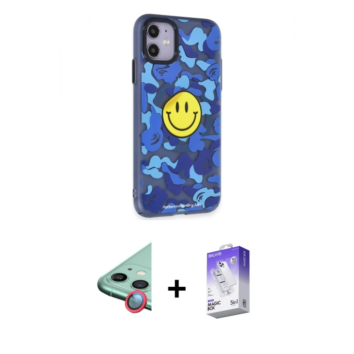 MARSİLYAN™- iPhone 12 Kılıf Nova Doku Koleksiyonu - Siyah Bilvis 5in1 3D Magic Cam Ekran Koruyucu + Raze Metal Kamera Lens - KI