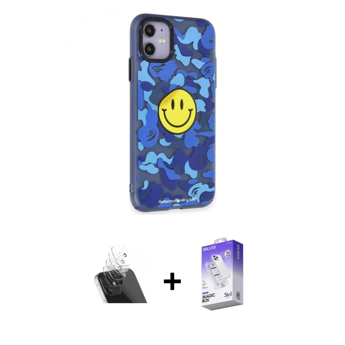 MARSİLYAN™- iPhone 12 Kılıf Nova Doku Koleksiyonu - Siyah Bilvis 5in1 3D Magic Cam Ekran Koruyucu + Şeffaf Kamera Lens Koruma Cam