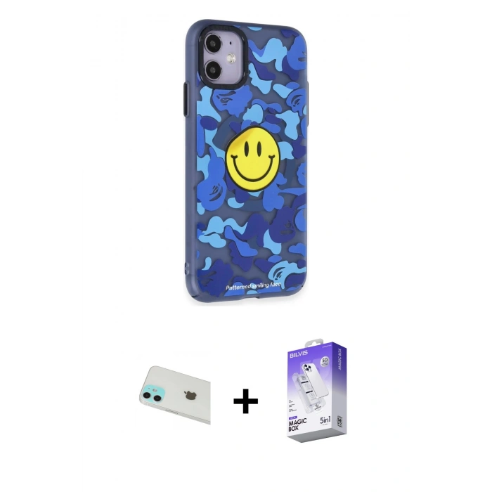MARSİLYAN™- iPhone 12 Kılıf Nova Doku Koleksiyonu - Siyah Bilvis 5in1 3D Magic Cam Ekran Koruyucu + Yeşil Rainbow Kamera Lens Koruma Cam