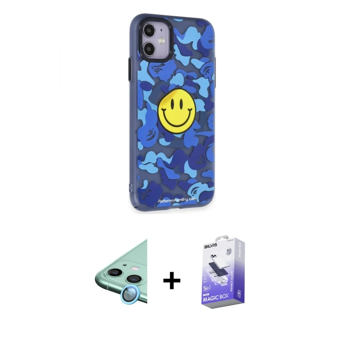MARSİLYAN™- iPhone 12 Kılıf Nova Doku Koleksiyonu - Siyah Bilvis 5in1 5D Magic Hayalet Cam Ekran Koruyucu + Raze Metal Kamera Lens - MI