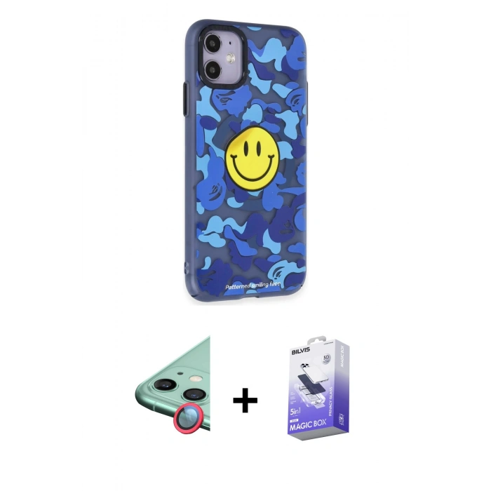 MARSİLYAN™- iPhone 12 Kılıf Nova Doku Koleksiyonu - Siyah Bilvis 5in1 5D Magic Hayalet Cam Ekran Koruyucu + Raze Metal Kamera Lens - KI