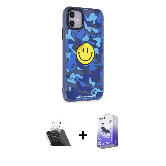 MARSİLYAN™- iPhone 12 Kılıf Nova Doku Koleksiyonu - Siyah Bilvis 5in1 5D Magic Hayalet Cam Ekran Koruyucu + Kamera Lens Koruma Cam - SF