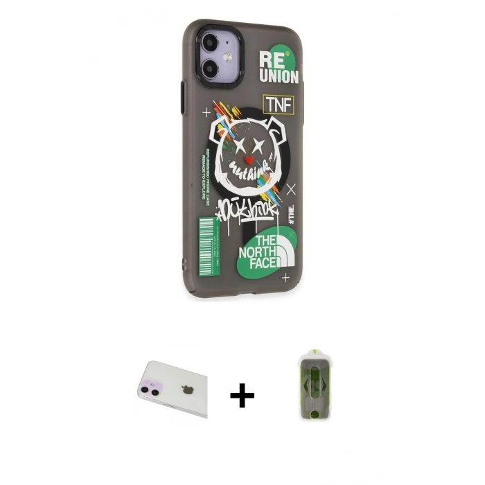 MARSİLYAN™- iPhone 12 Kılıf Nova Doku Koleksiyonu - Siyah Joko Magic 5D Hayalet Cam + Rainbow Kamera Lens Koruma Cam - MR