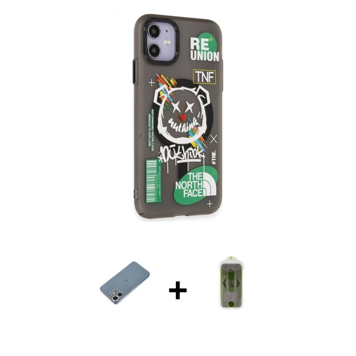 MARSİLYAN™- iPhone 12 Kılıf Nova Doku Koleksiyonu - Siyah Joko Magic 5D Hayalet Cam + Shine Kamera Lens Koruma Cam - GS