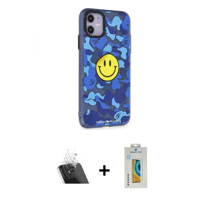 MARSİLYAN™- iPhone 12 Kılıf Nova Doku Koleksiyonu - Siyah Polymer Nano Ekran Koruyucu + Kamera Lens Koruma Cam - SF