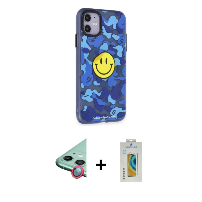 MARSİLYAN™- iPhone 12 Kılıf Nova Doku Koleksiyonu - Siyah Polymer Nano Ekran Koruyucu + Raze Metal Kamera Lens - KI