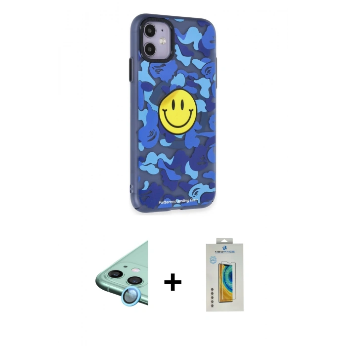 MARSİLYAN™- iPhone 12 Kılıf Nova Doku Koleksiyonu - Siyah Polymer Nano Ekran Koruyucu + Raze Metal Kamera Lens - MI