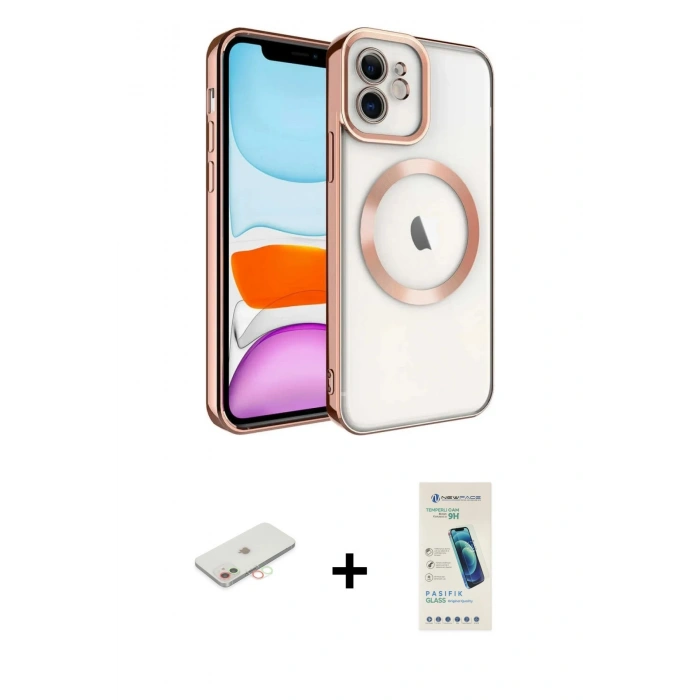 MARSİLYAN™- iPhone 12 Kılıf Nova Işık Özel Seri - Şeffaf Pasifik Cam Ekran Koruyucu + Renkli Kamera Lens Koruma Cam - YL