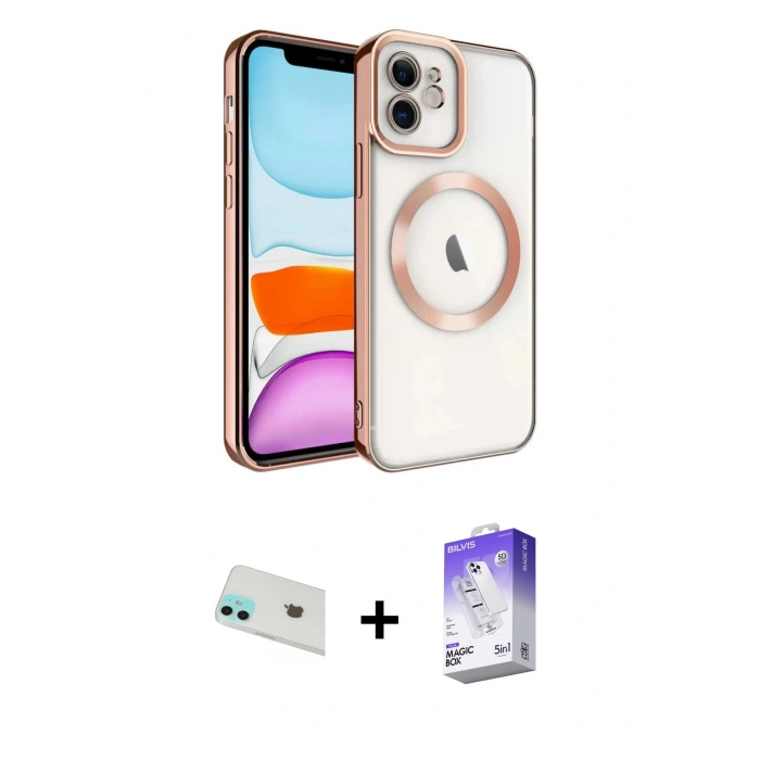 MARSİLYAN™- iPhone 12 Kılıf Nova Işık Özel Seri - Siyah Bilvis 5in1 3D Magic Cam Ekran Koruyucu + Rainbow Kamera Lens Koruma Cam - YL