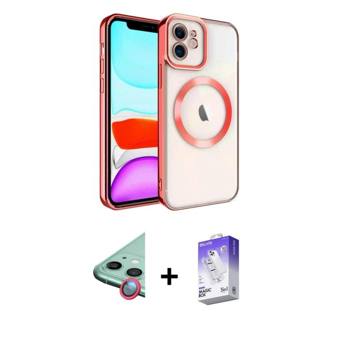 MARSİLYAN™- iPhone 12 Kılıf Nova Işık Özel Seri - Siyah Bilvis 5in1 3D Magic Cam Ekran Koruyucu + Raze Metal Kamera Lens - KI