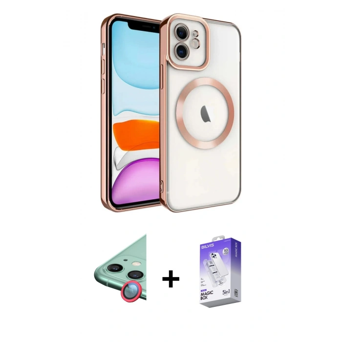 MARSİLYAN™- iPhone 12 Kılıf Nova Işık Özel Seri - Siyah Bilvis 5in1 3D Magic Cam Ekran Koruyucu + Raze Metal Kamera Lens - KI