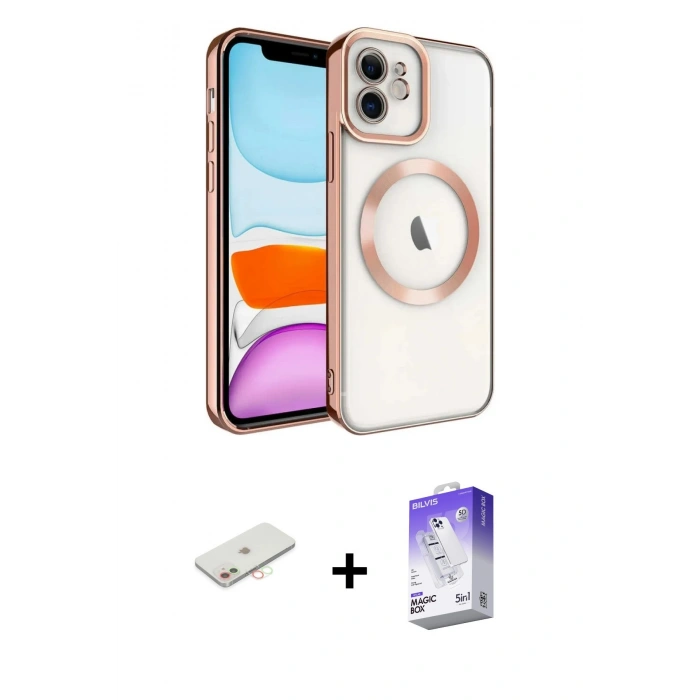 MARSİLYAN™- iPhone 12 Kılıf Nova Işık Özel Seri - Siyah Bilvis 5in1 3D Magic Cam Ekran Koruyucu + Renkli Kamera Lens Koruma Cam - YL
