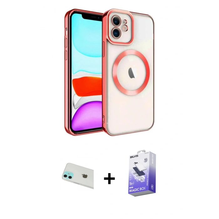MARSİLYAN™- iPhone 12 Kılıf Nova Işık Özel Seri - Siyah Bilvis 5in1 5D Magic Hayalet Cam Ekran Koruyucu + Yeşil Rainbow Kamera Lens Koruma Cam