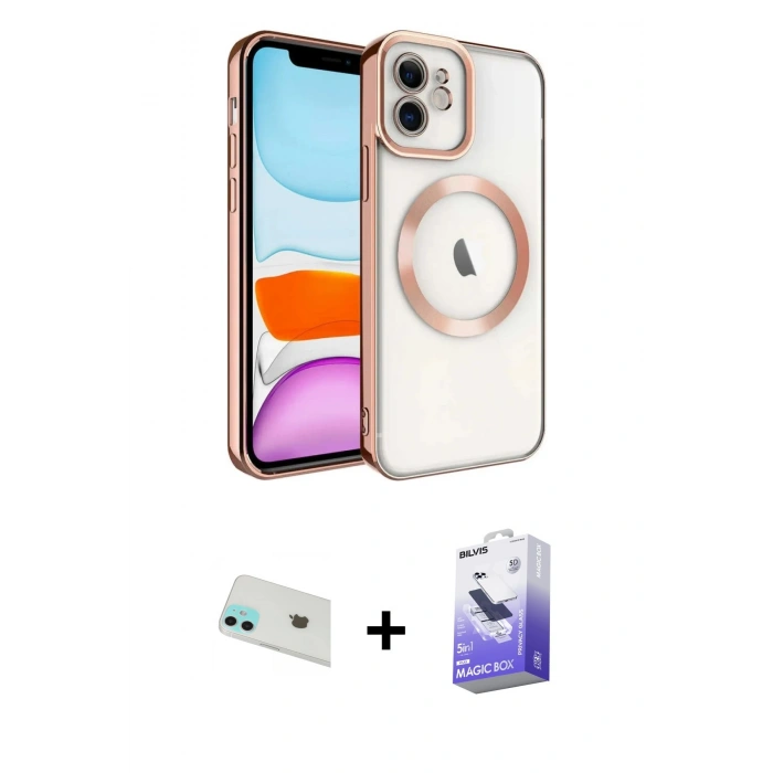 MARSİLYAN™- iPhone 12 Kılıf Nova Işık Özel Seri - Siyah Bilvis 5in1 5D Magic Hayalet Cam Ekran Koruyucu + Yeşil Rainbow Kamera Lens Koruma Cam