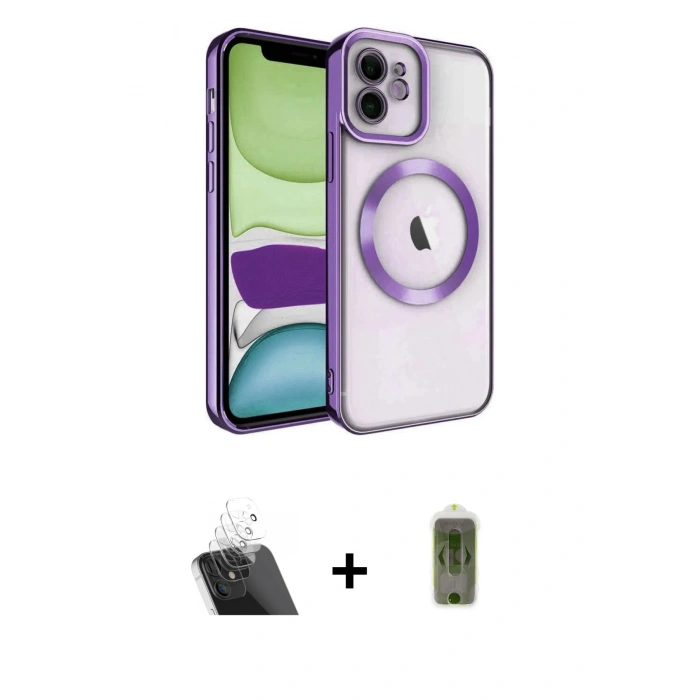 MARSİLYAN™- iPhone 12 Kılıf Nova Işık Özel Seri - Siyah Joko Magic 5D Hayalet Cam + Kamera Lens Koruma Cam - SF