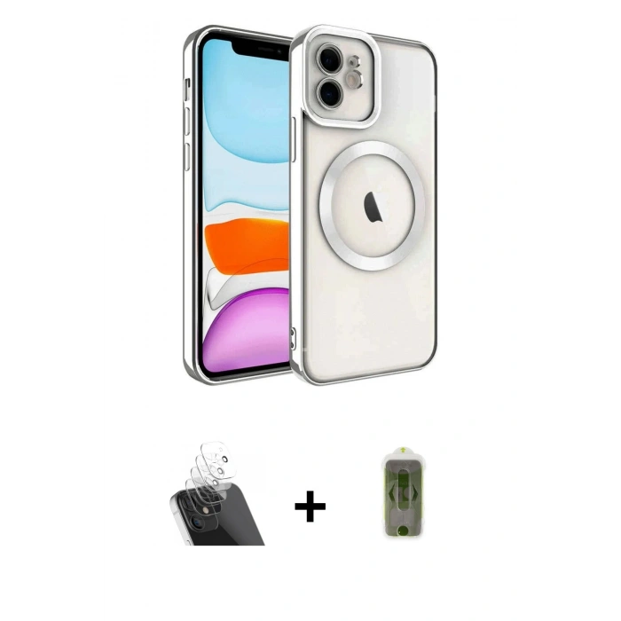 MARSİLYAN™- iPhone 12 Kılıf Nova Işık Özel Seri - Siyah Joko Magic 5D Hayalet Cam + Kamera Lens Koruma Cam - SF