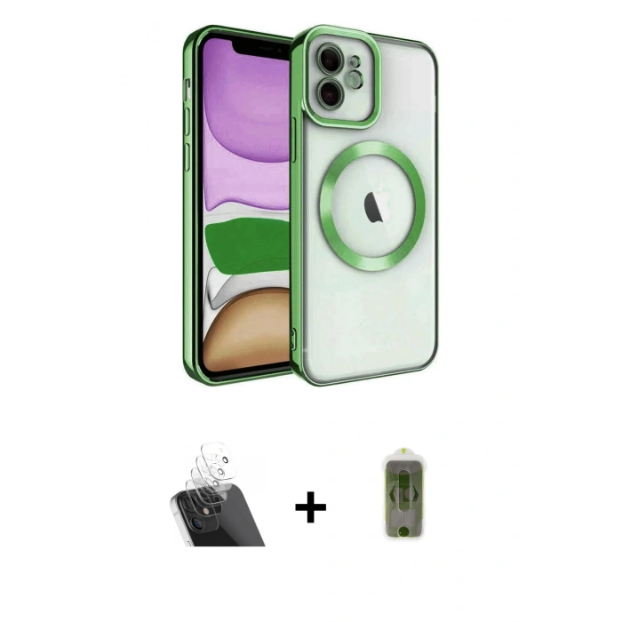 MARSİLYAN™- iPhone 12 Kılıf Nova Işık Özel Seri - Siyah Joko Magic 5D Hayalet Cam + Kamera Lens Koruma Cam - SF