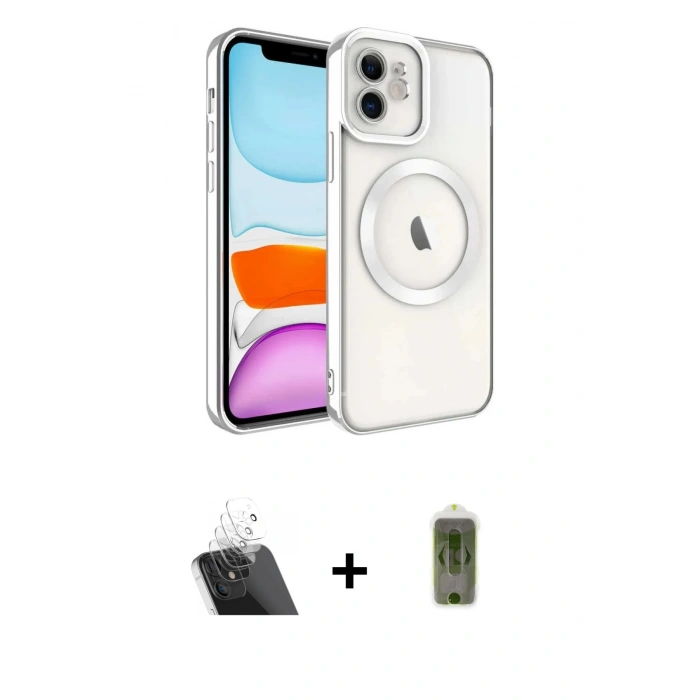 MARSİLYAN™- iPhone 12 Kılıf Nova Işık Özel Seri - Siyah Joko Magic 5D Hayalet Cam + Kamera Lens Koruma Cam - SF