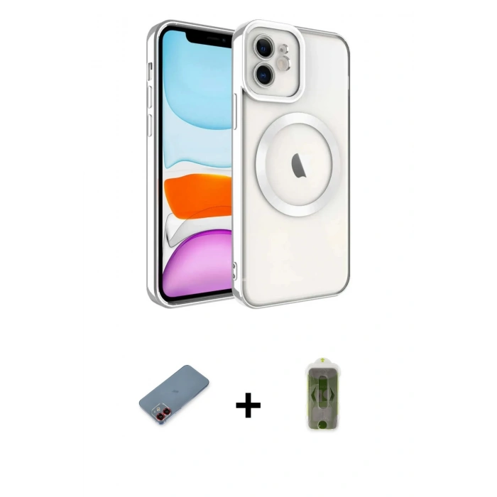 MARSİLYAN™- iPhone 12 Kılıf Nova Işık Özel Seri - Siyah Joko Magic 5D Hayalet Cam + Metal Kamera Lens Koruma Cam - KI