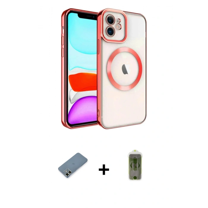 MARSİLYAN™- iPhone 12 Kılıf Nova Işık Özel Seri - Siyah Joko Magic 5D Hayalet Cam + Metal Kamera Lens Koruma Cam - AKYL