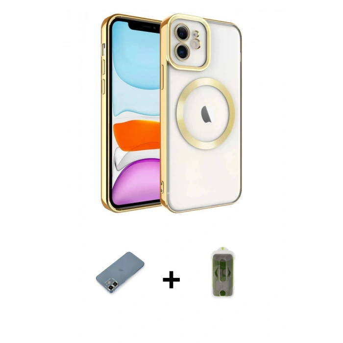 MARSİLYAN™- iPhone 12 Kılıf Nova Işık Özel Seri - Siyah Joko Magic 5D Hayalet Cam + Metal Kamera Lens Koruma Cam - AKYL