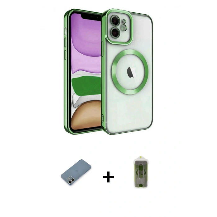 MARSİLYAN™- iPhone 12 Kılıf Nova Işık Özel Seri - Siyah Joko Magic 5D Hayalet Cam + Metal Kamera Lens Koruma Cam - AKYL