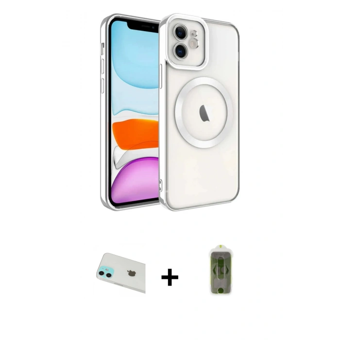 MARSİLYAN™- iPhone 12 Kılıf Nova Işık Özel Seri - Siyah Joko Magic 5D Hayalet Cam + Rainbow Kamera Lens Koruma Cam - YL