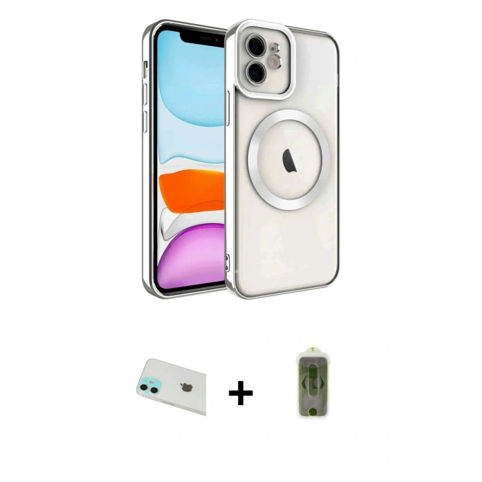 MARSİLYAN™- iPhone 12 Kılıf Nova Işık Özel Seri - Siyah Joko Magic 5D Hayalet Cam + Rainbow Kamera Lens Koruma Cam - YL